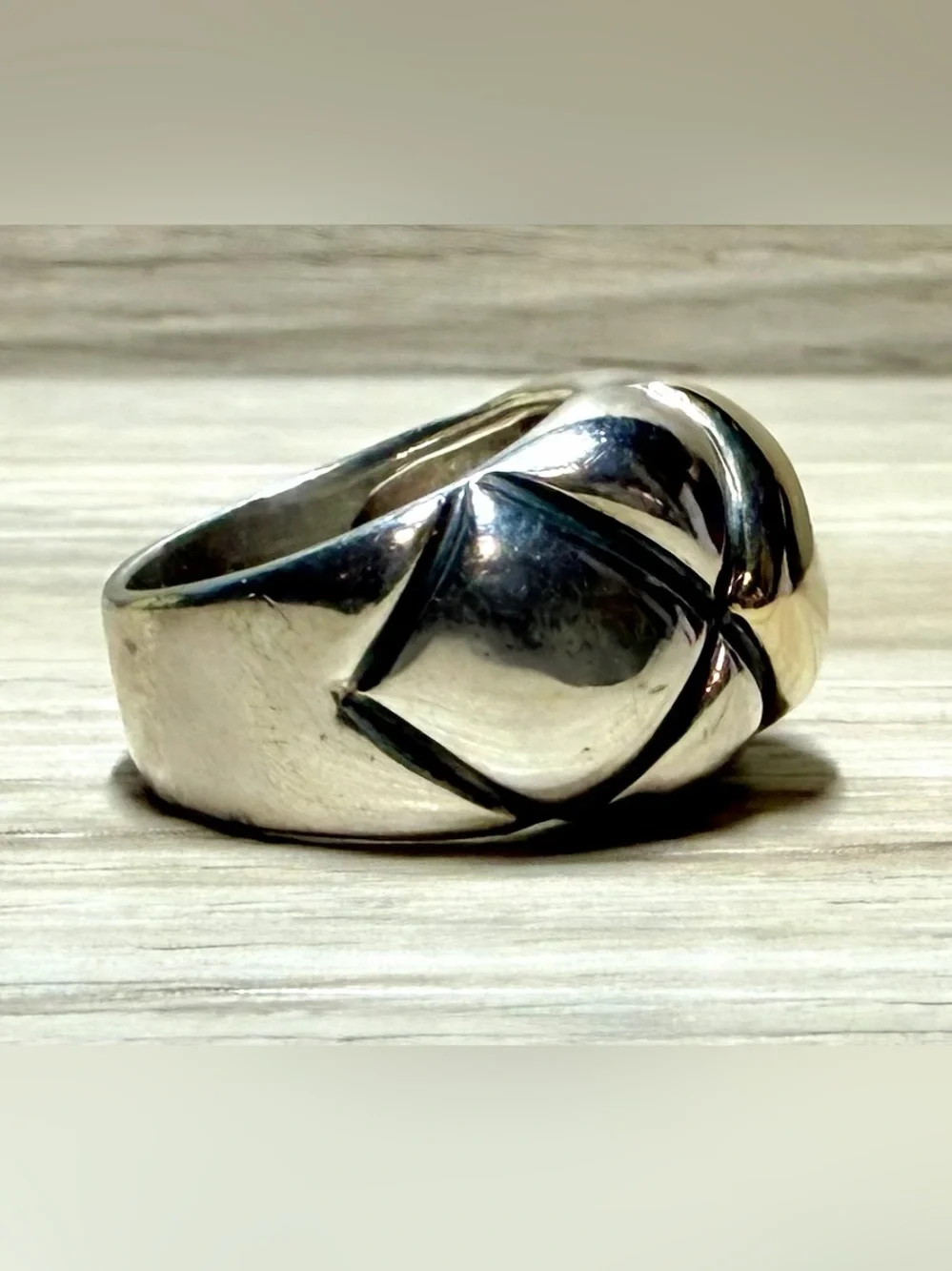 Heavy ZINA Sterling Silver & 14K Gold Sculptural Modernist Dome Ring, Size 5.5